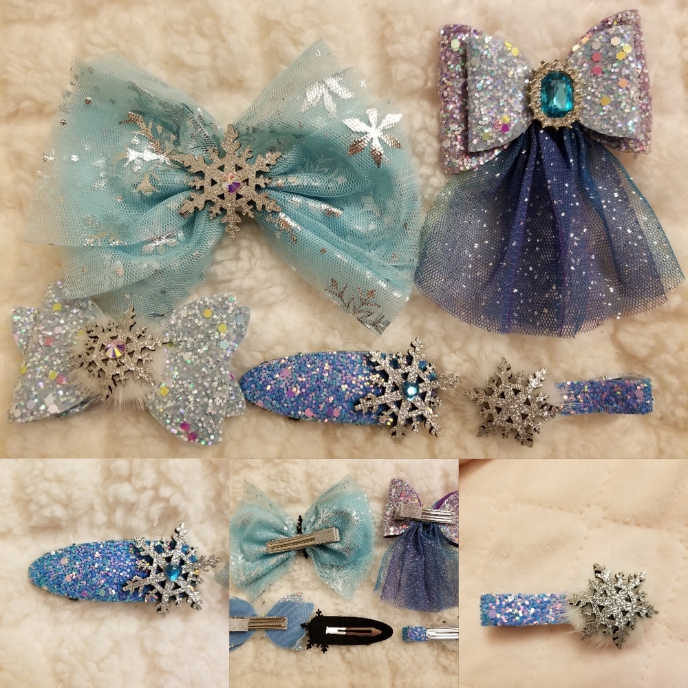 Frozen Anna Elsa hair clips set of 5 New